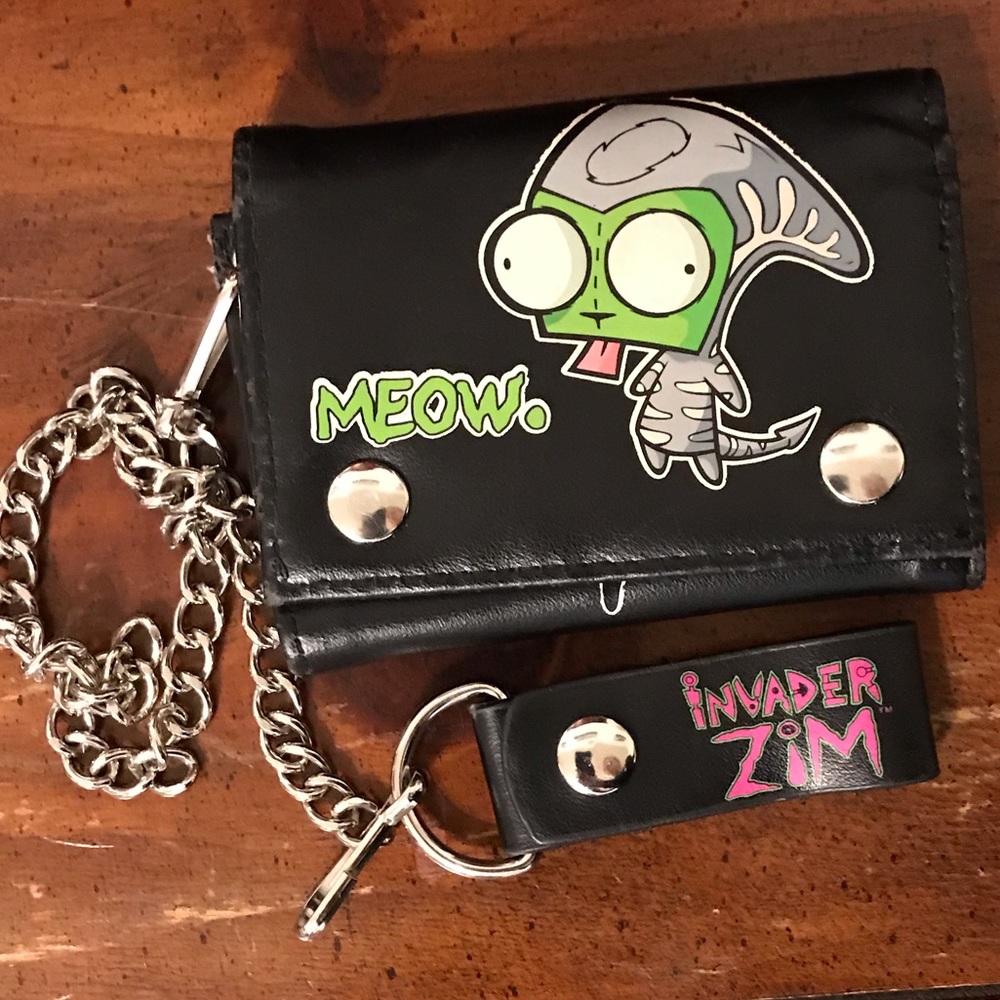 Wallet with chain, trifold Invader Zim Gir